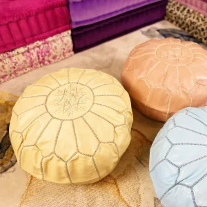 Moroccan Leather Pouf