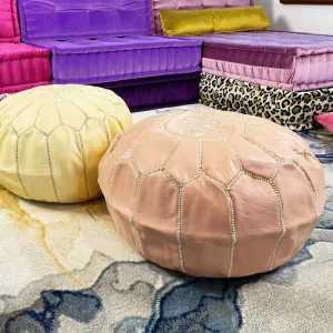 Moroccan Leather Pouf