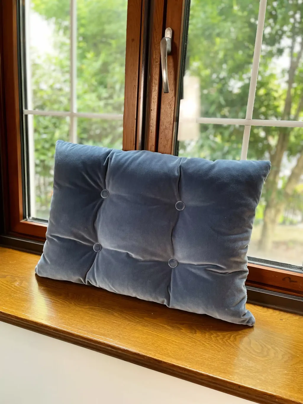 Rectangle Throw Pillow w/ 4 Buttons – Velvet