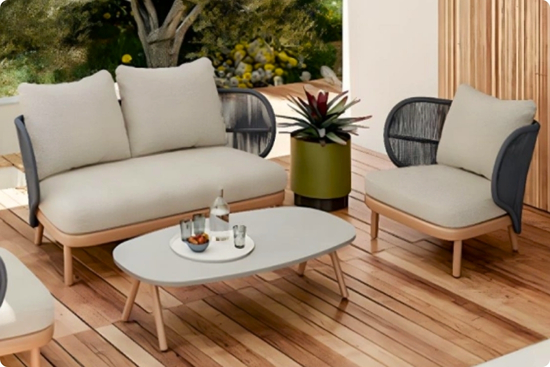 Outdoor armchair set with a loveseat.