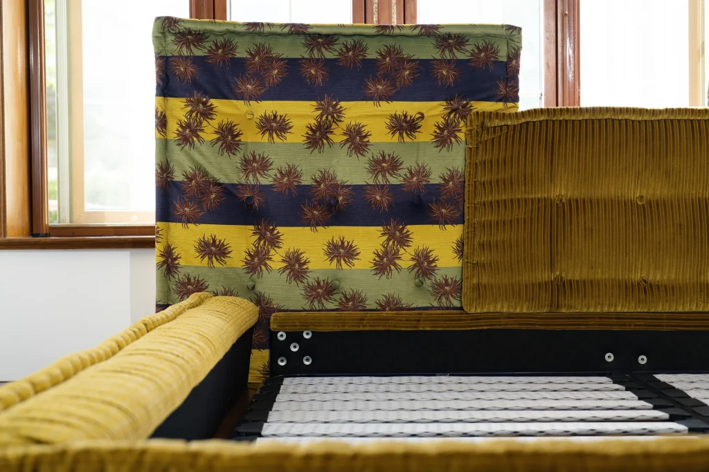 Mah Jong Tufted Bed w/ Wood Frame