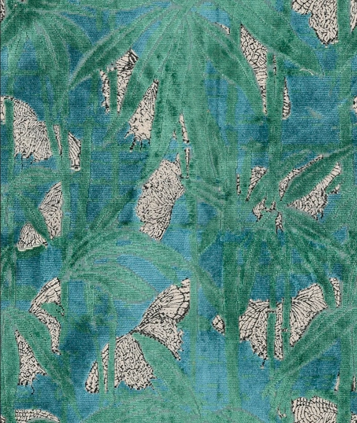 Fabric - Green bamboo Leaf