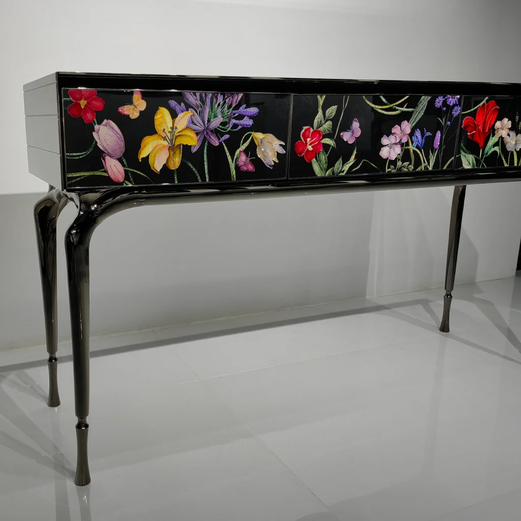 Crystal Inlay Furniture: Secret Garden Console Table (Black)