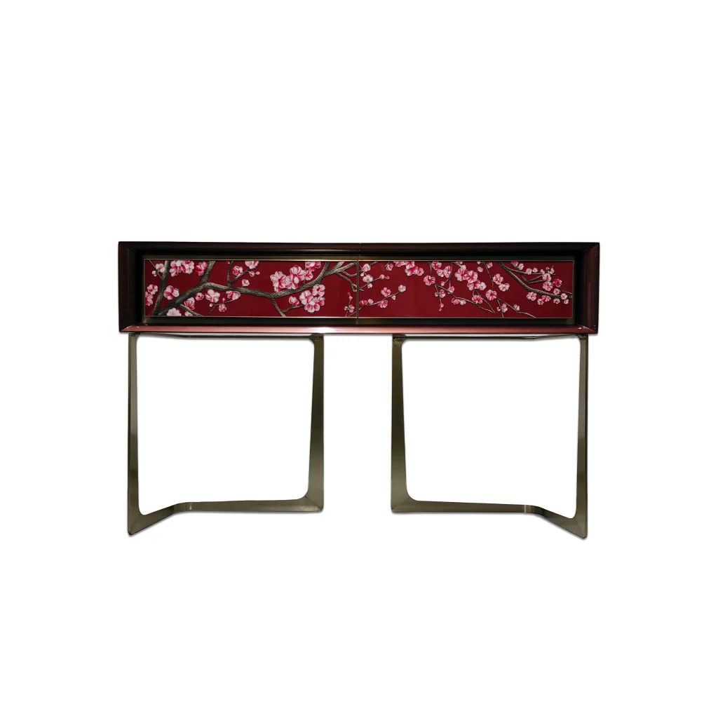 Crystal Inlay Furniture: Red Blossom console Table