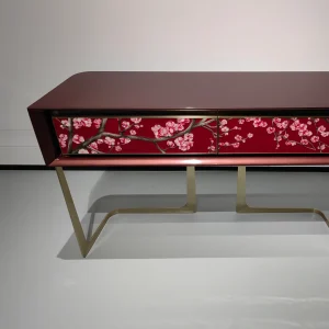 Crystal Inlay Furniture: Red Blossom console Table