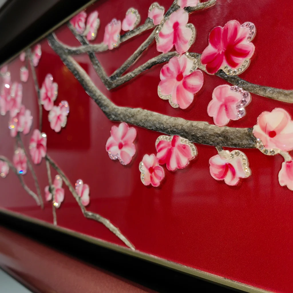 Crystal Inlay Furniture: Red Blossom console Table