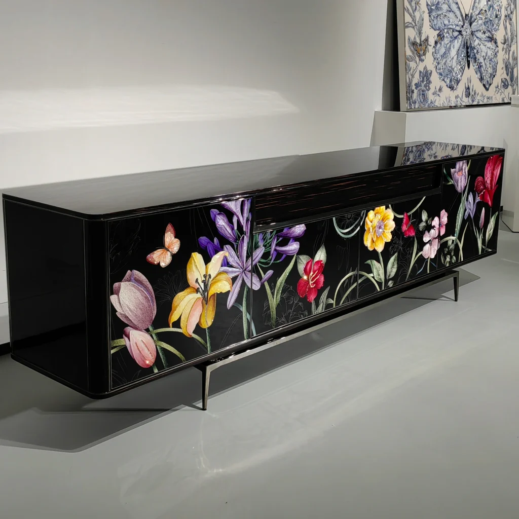 Crystal Inlay Furniture: Secret Garden Media Console (Black)