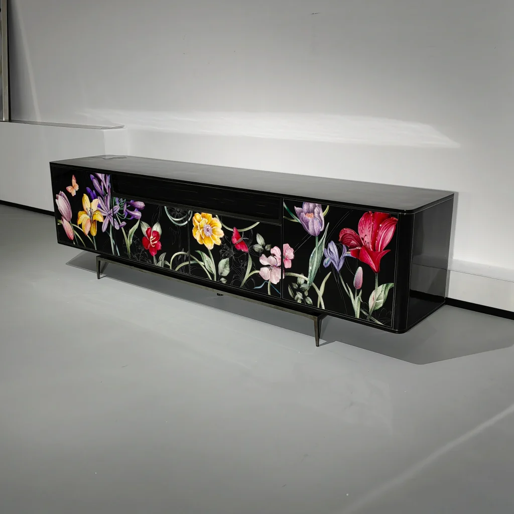 Crystal Inlay Furniture: Secret Garden Media Console (Black)
