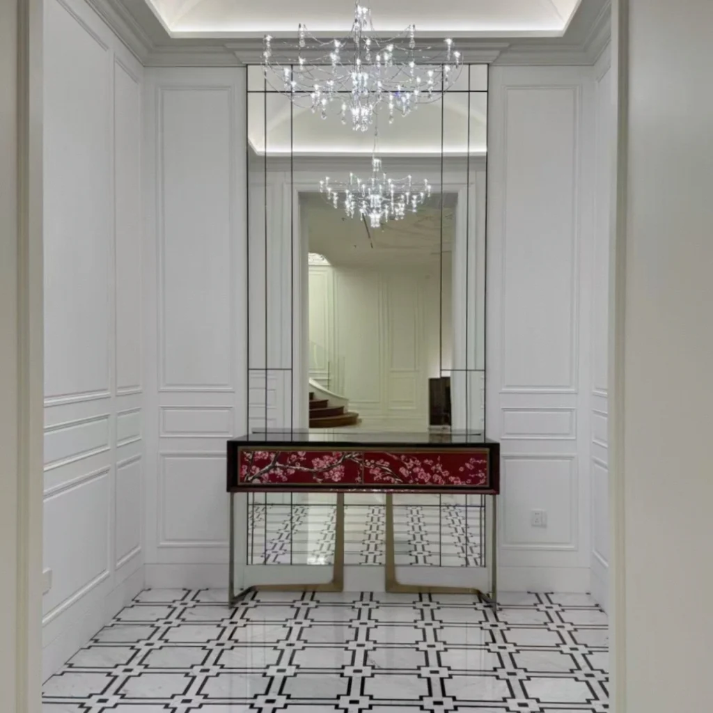 Crystal Inlay Furniture: Red Blossom console Table