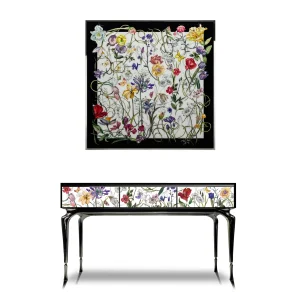 Crystal Inlay Furniture: Secret Garden Console Table (White)