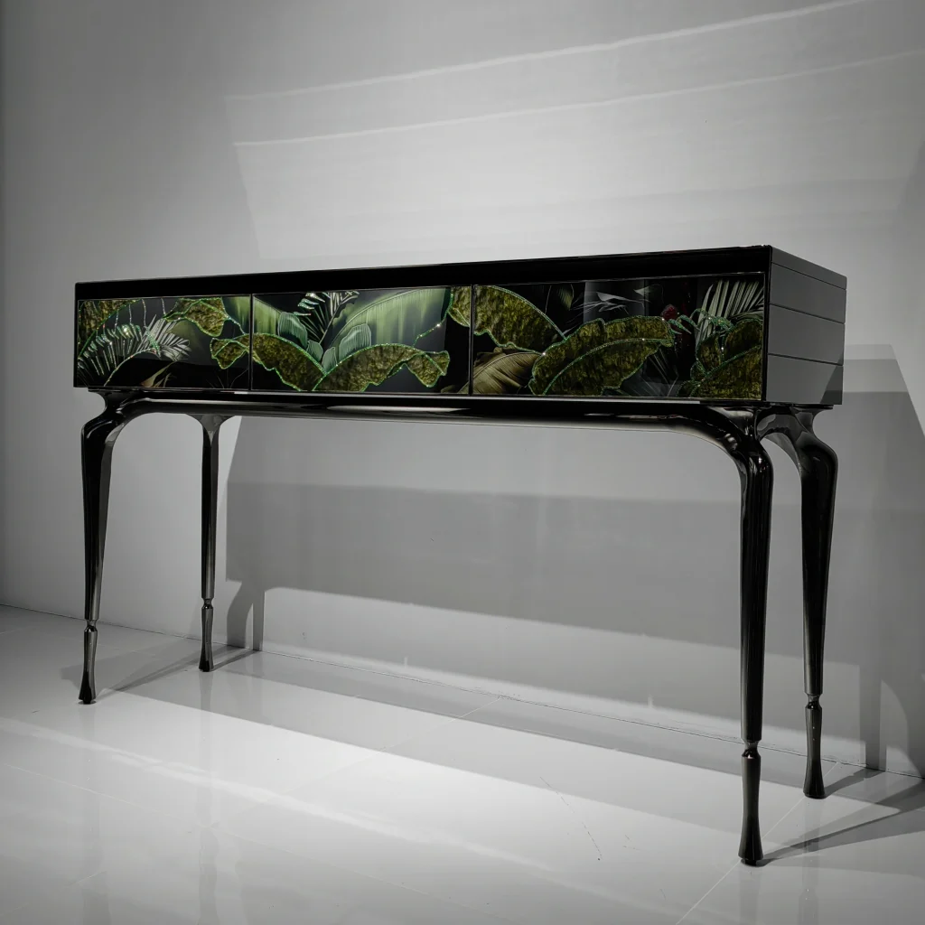 Crystal Inlay Furniture: Green Season Console Table