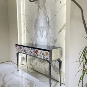 Crystal Inlay Furniture: Secret Garden Console Table (White)