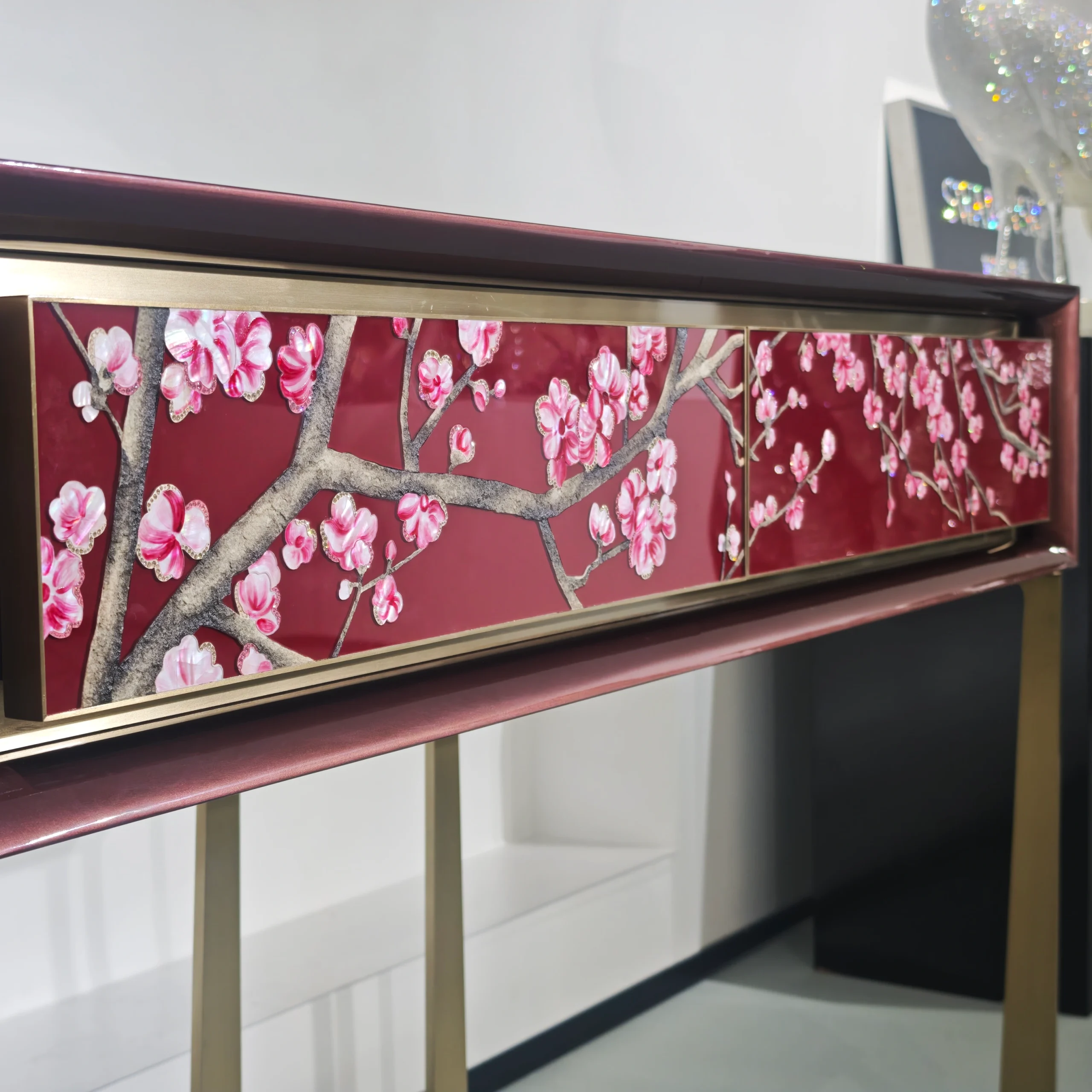 Inlay furniture - Red Blossom console Table
