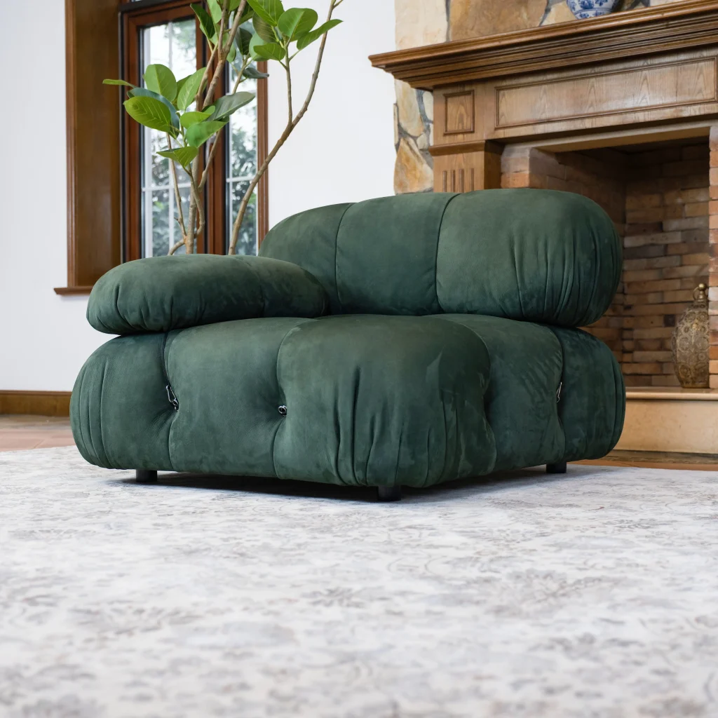 Mario Bellini Tribute Sofa : Sectional Seater (Dark Green Nubuck Leather)