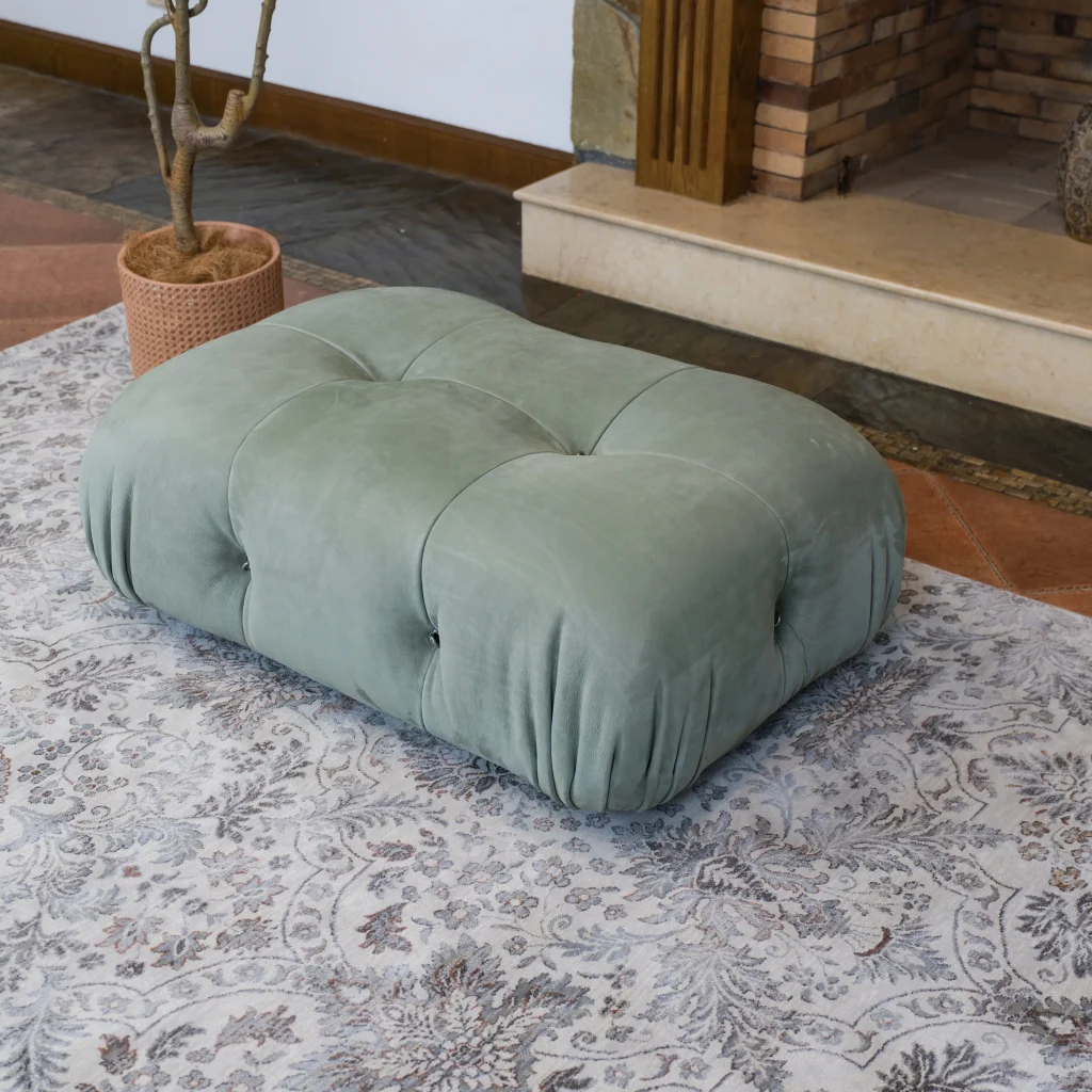 Mario Bellini Tribute Sofa : Ottoman (Mint Green Nubuck Leather)