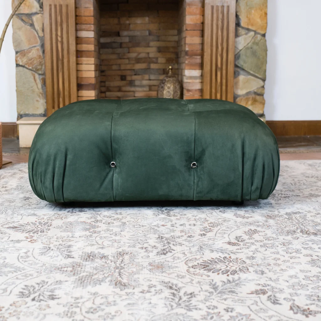 Mario Bellini Tribute Sofa : Square Ottoman (Dark Green Nubuck Leather)