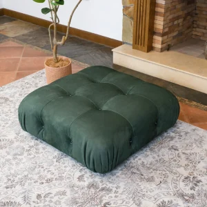 Mario Bellini Tribute Sofa : Square Ottoman (Dark Green Nubuck Leather)