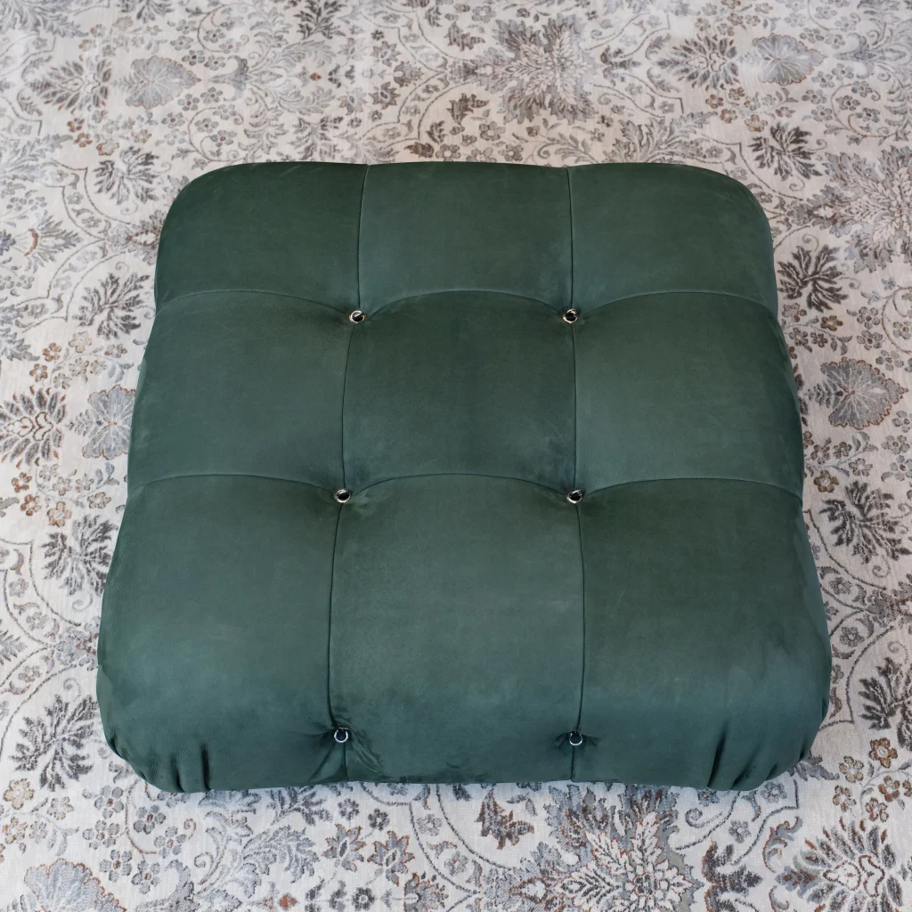 Mario Bellini Tribute Sofa : Square Ottoman (Dark Green Nubuck Leather)