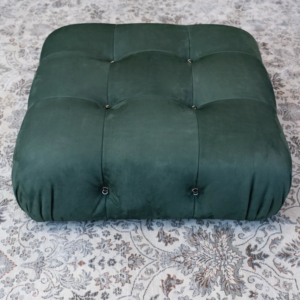 Mario Bellini Tribute Sofa : Square Ottoman (Dark Green Nubuck Leather)