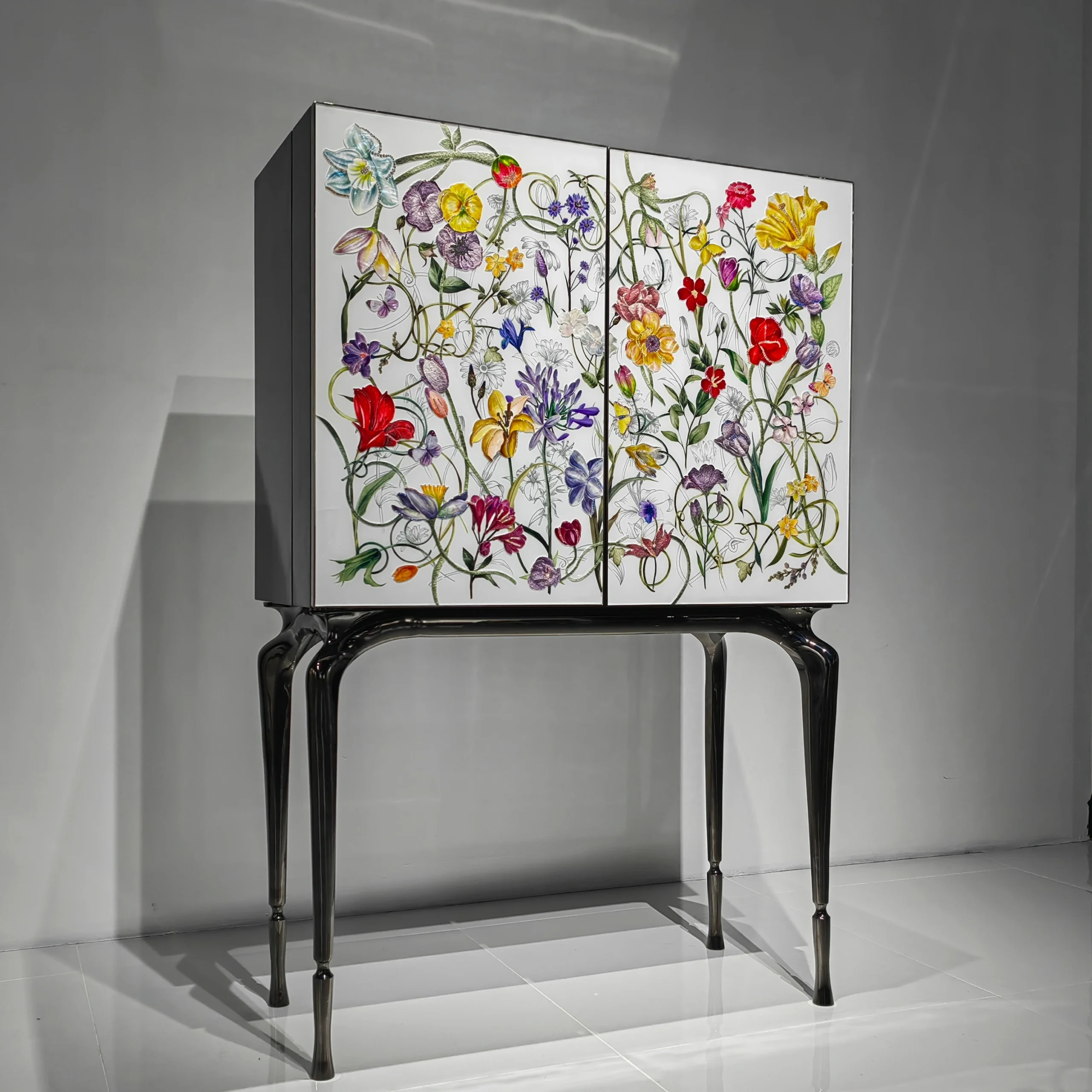 Inlay Furniture - Secret Garden Wine Cabinet (White)