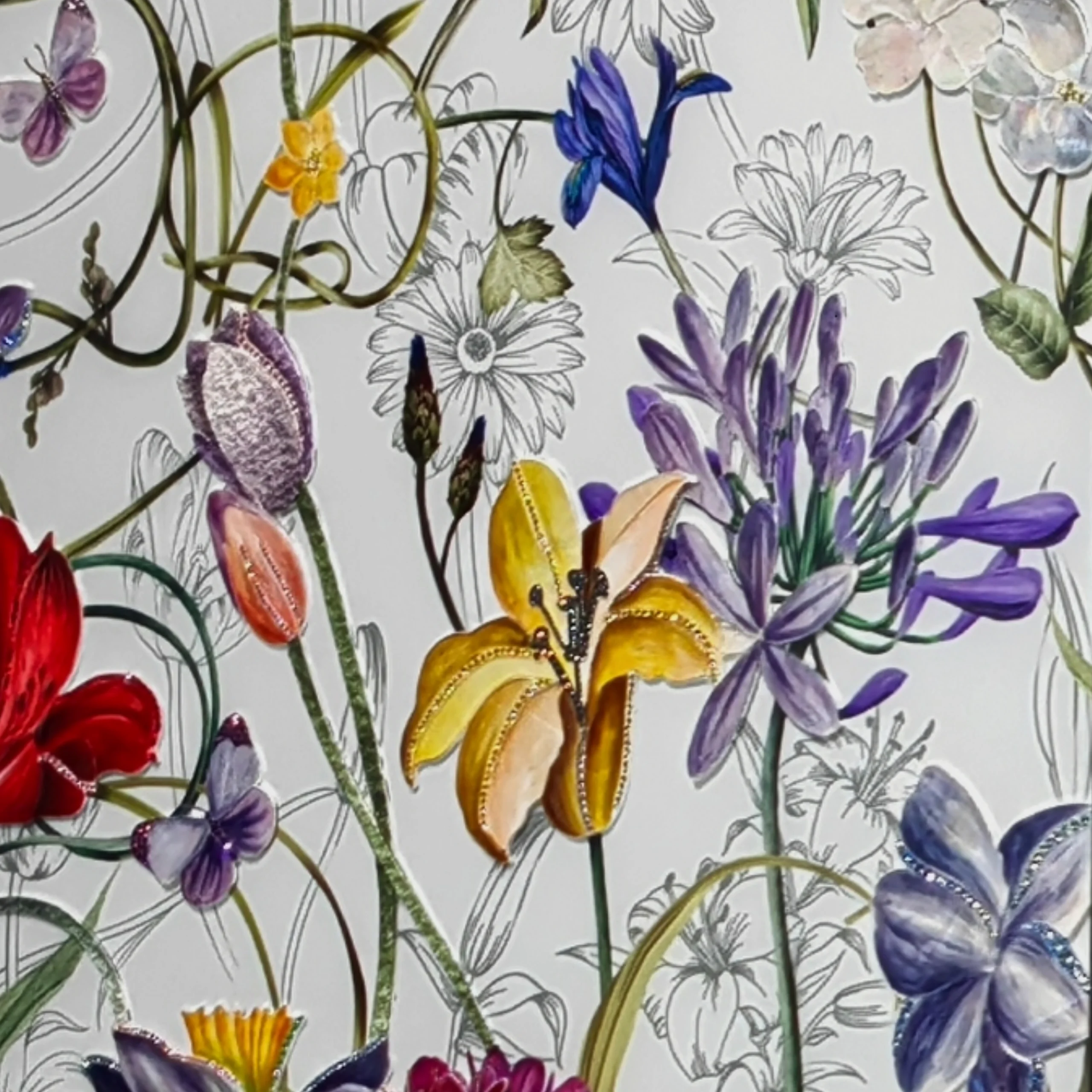 Inlay Furniture - Secret Garden Wine Cabinet (White)