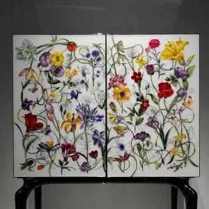 Crystal Inlay Furniture: Secret Garden Wine Cabinet (White)