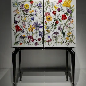 Crystal Inlay Furniture: Secret Garden Wine Cabinet (White)