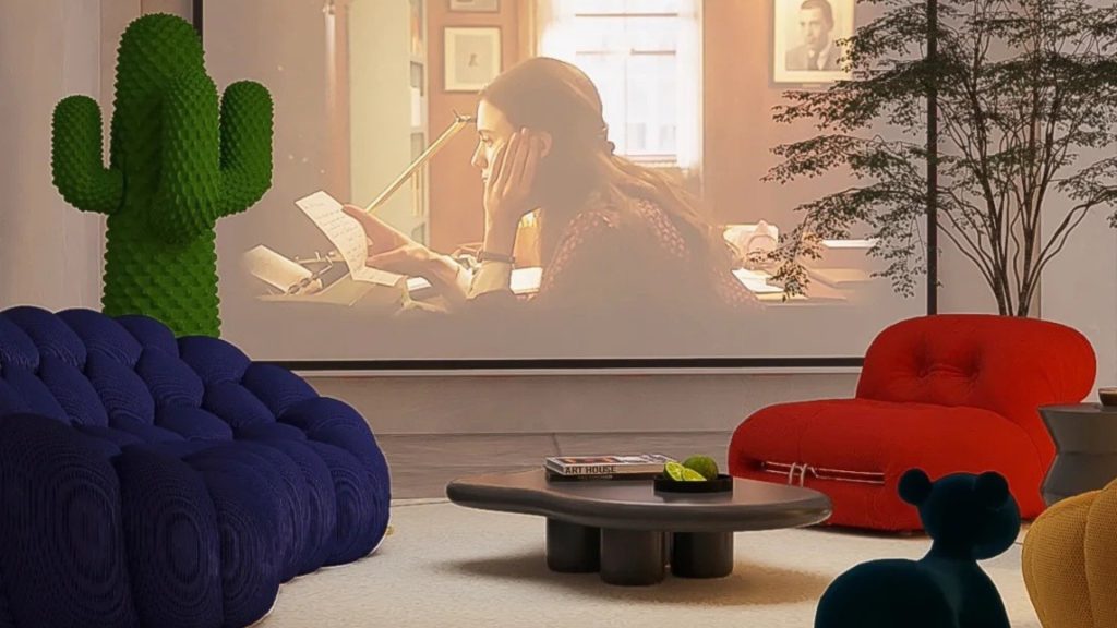 Living room with a colorful and playful aesthetic