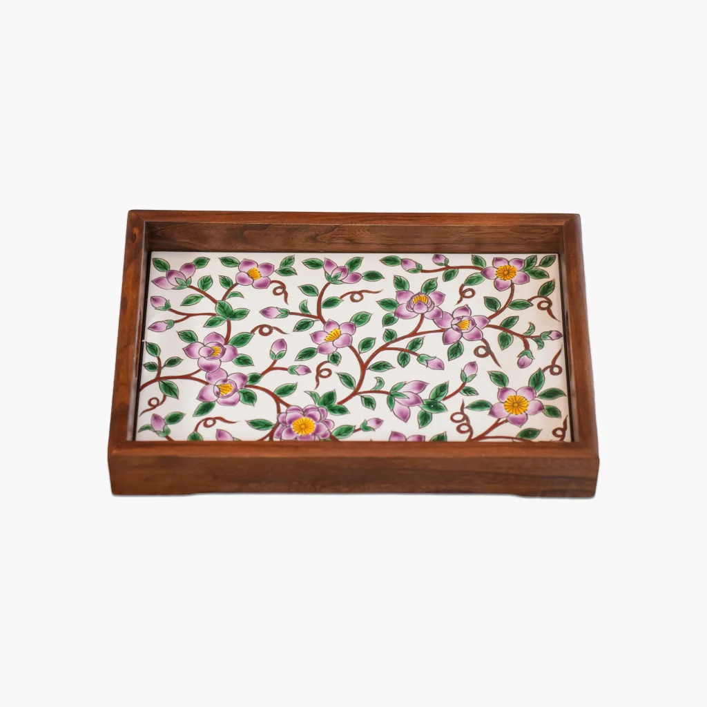 Hand painted glazed tray