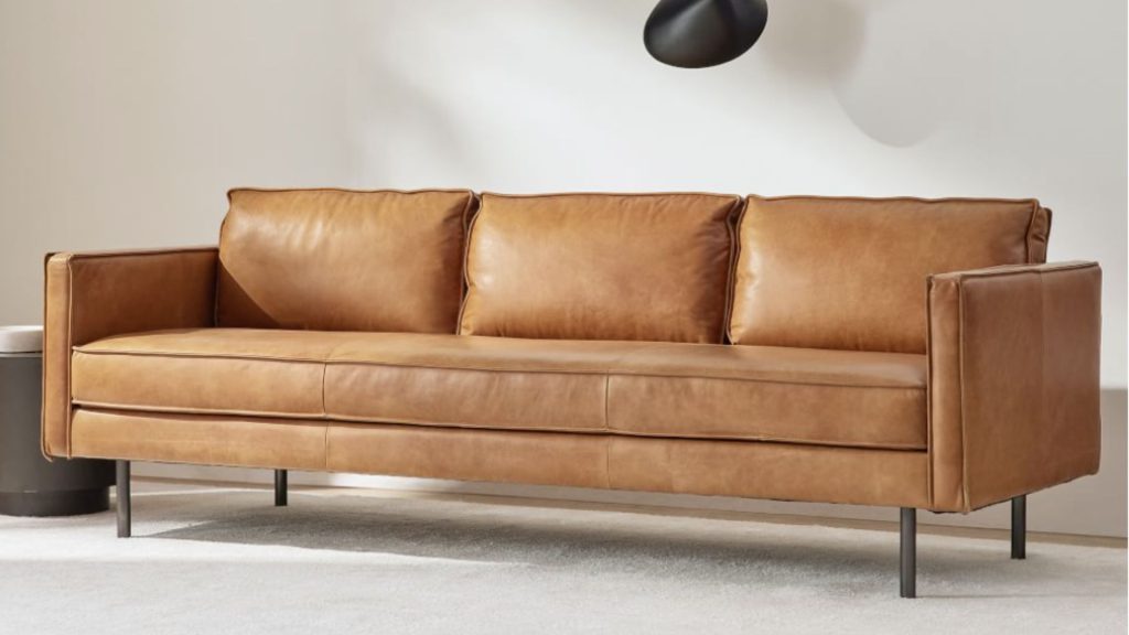West Elm's Axel Leather Sofa in genuine top-grain leather.