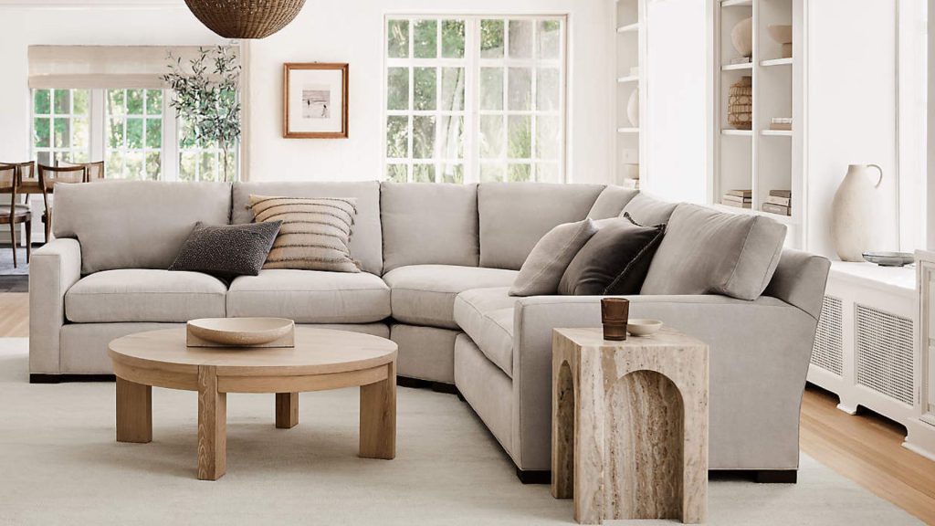 Crate & Barrel's Axis L-Shaped Sectional in a clean living room.