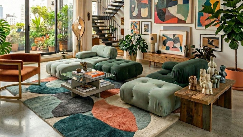Adorn Croft's Camaleonda sofa set in a vibrant living room.