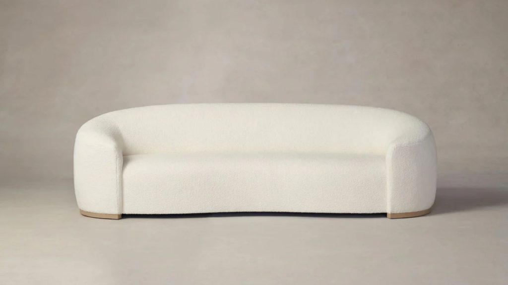 Maiden Home's Chelsea Sofa in white Italian bouclé.