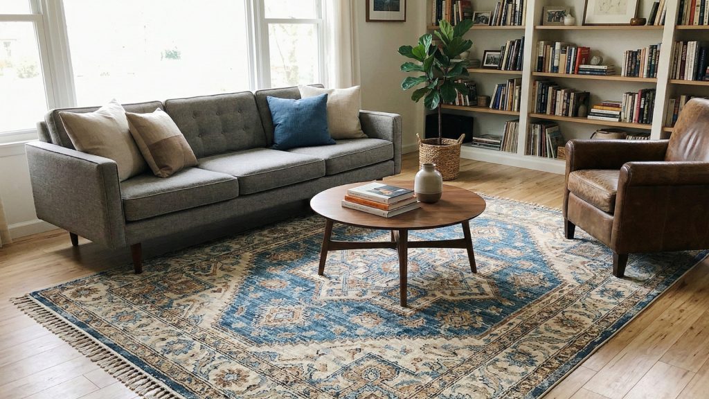 Real life result of a custom rug in a home.
