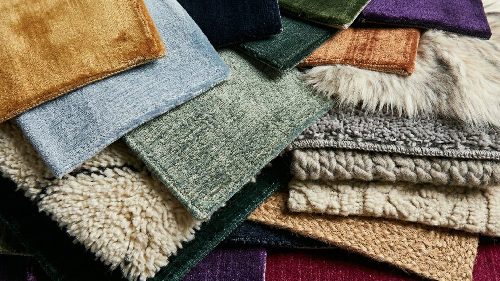 Swatches of different rug types.