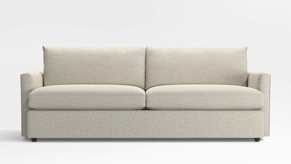 Crate & Barrel's Lounge Deep 93" Sofa in grey fabric.