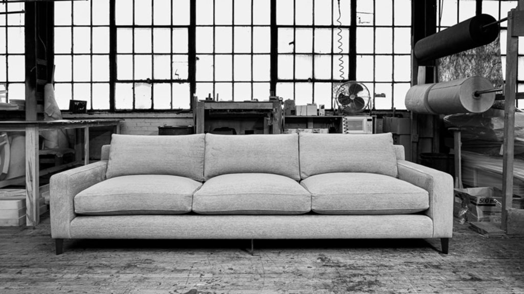 Montauk's sofa in an office-like space.