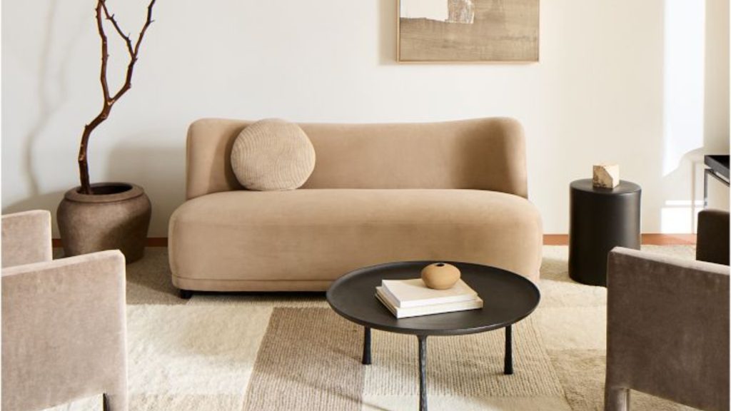 West Elm's three-seater sofa in a living space.