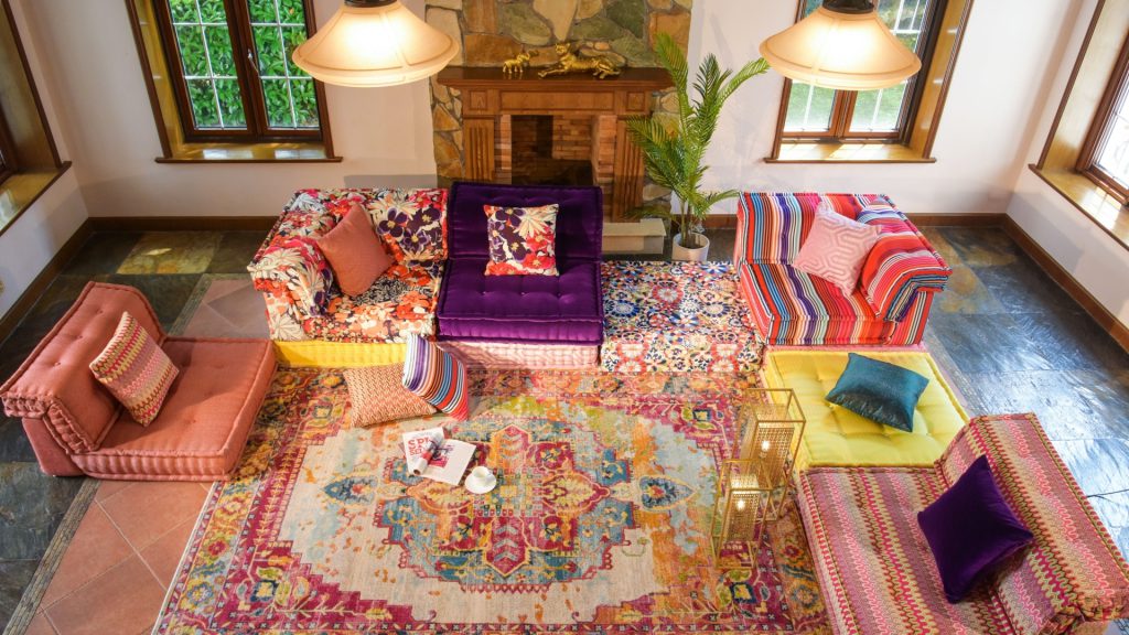 Adorn Croft's colorful sofa with a modular style and upholstered in kid-friendly fabrics.