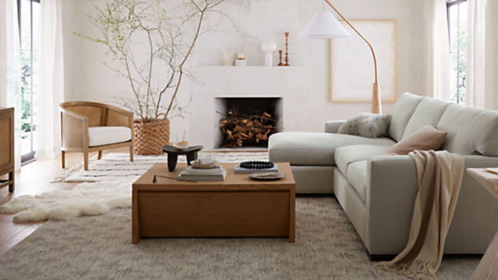 Crate & Barrel's sectional in a living room.