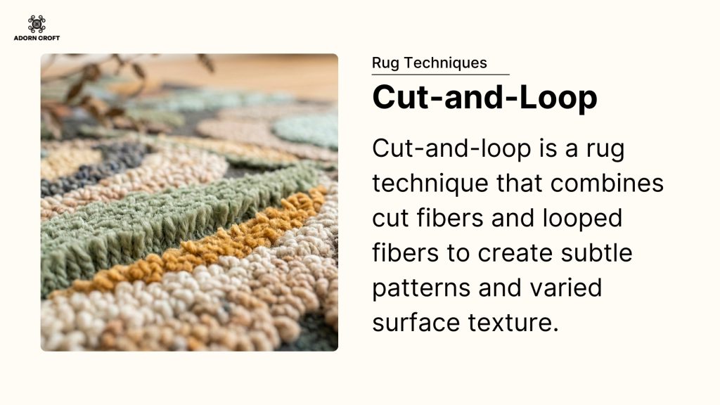 An infographic introducing the cut-and-loop rug technique.