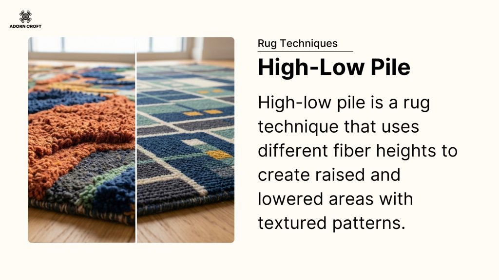 An infographic introducing the high-low-pile rug technique.