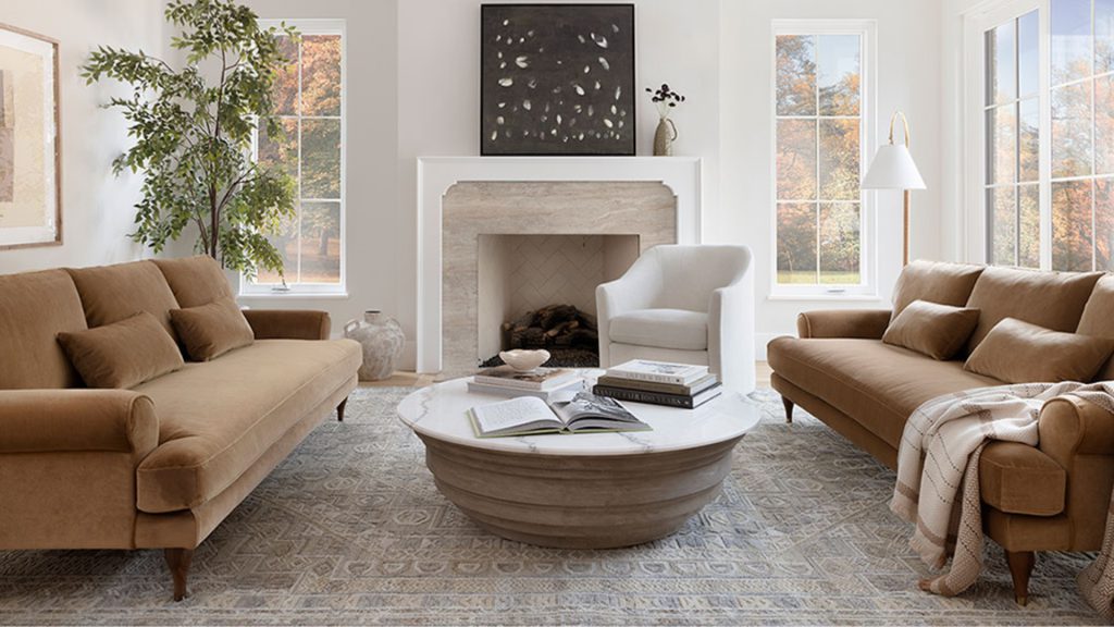 Interior Define's sofa in a large living room.