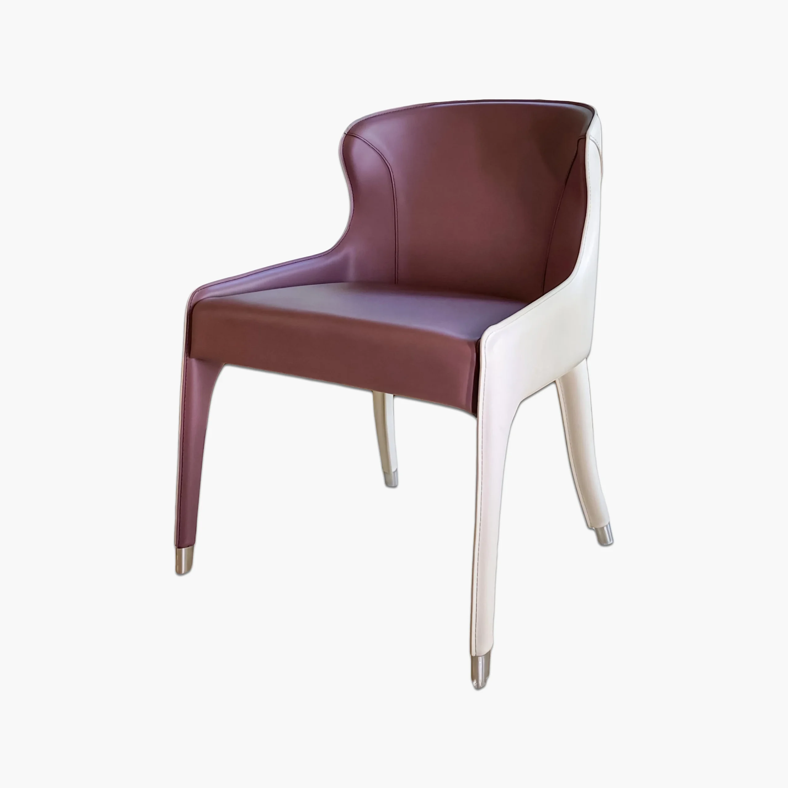 Upholstered Leather Chair (Purple & Oat)