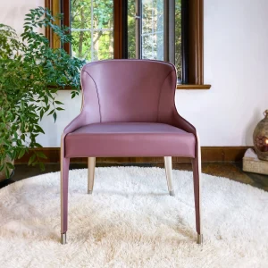 Upholstered Leather Chair (Purple & Oat)