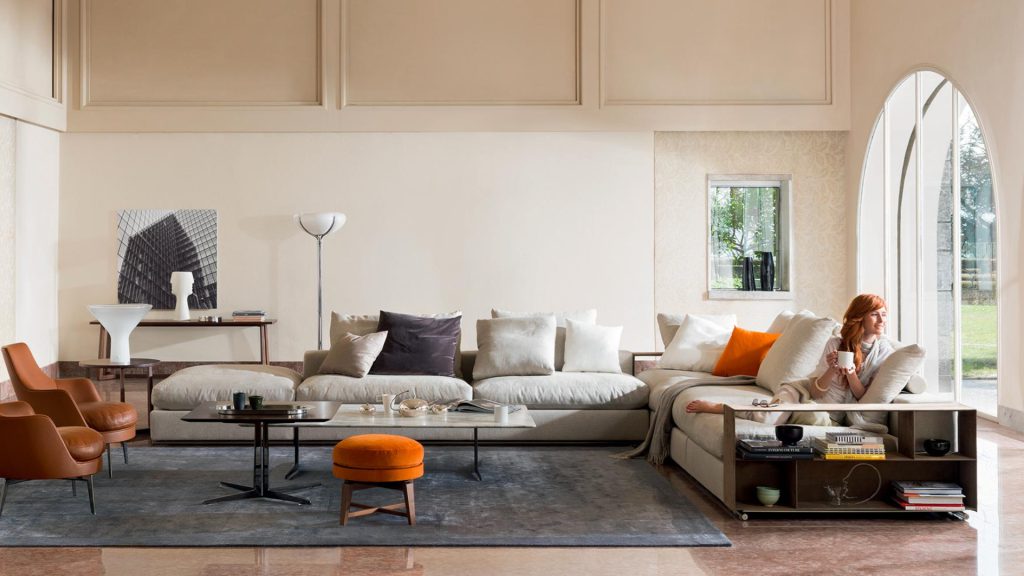 Flexform's Groundpiece sofa in a modern living room.