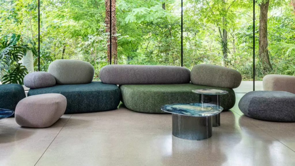 Adorn Croft's Henry Pebble Sofa Set in a minimalistic living room.