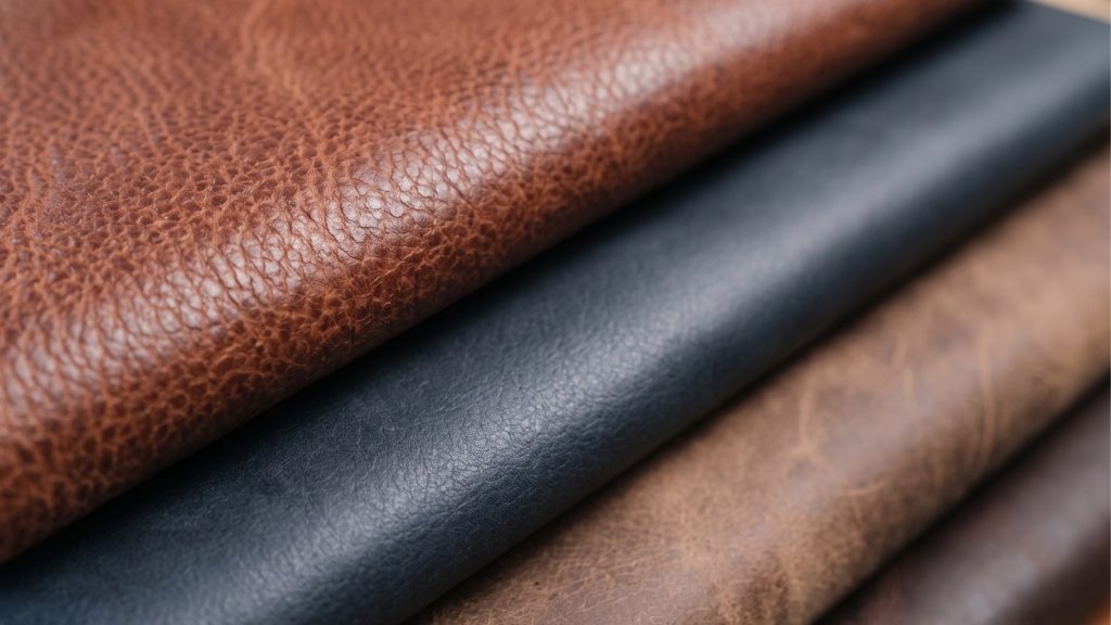 Leather swatches for the Mario Bellini sofa.