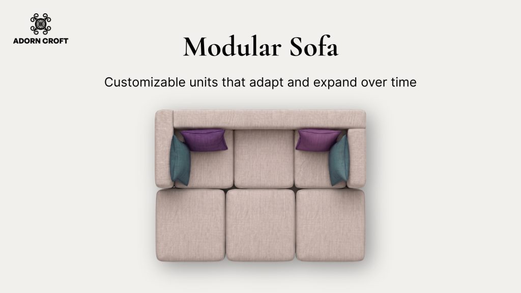 Graphic of a modular sofa with a short description.