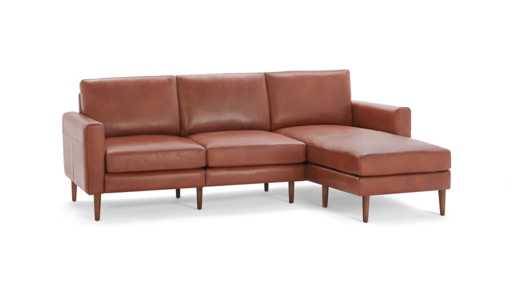 Burrow's Nomad Sectional in brown leather.